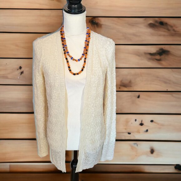 Cloud Chaser Long Sleeve Open Cardigan Ivory Colored Sweater in Size Small - Picture 1 of 5